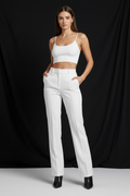 High-Waist Straight-Leg Suit Pants