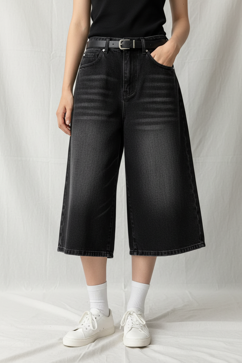 High-Waist Retro Denim Shorts