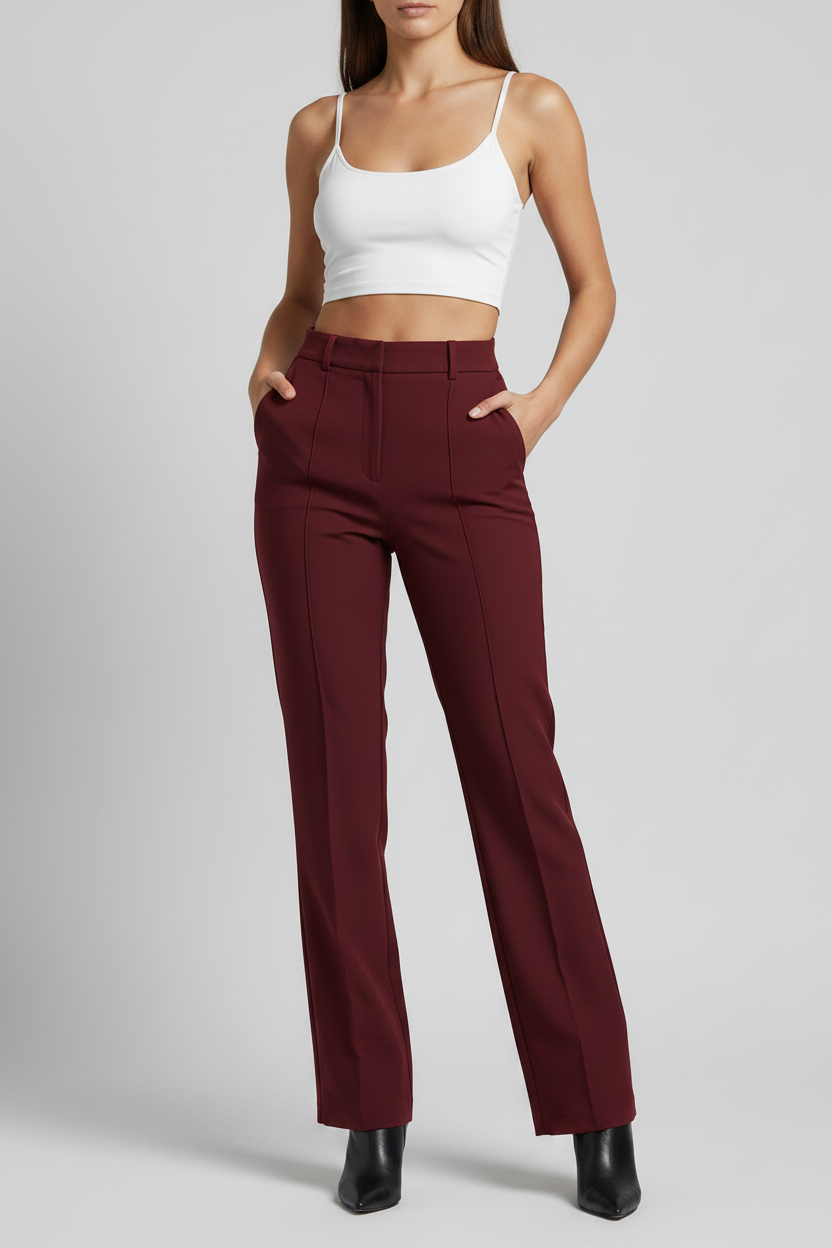 High-Waist Straight-Leg Suit Pants