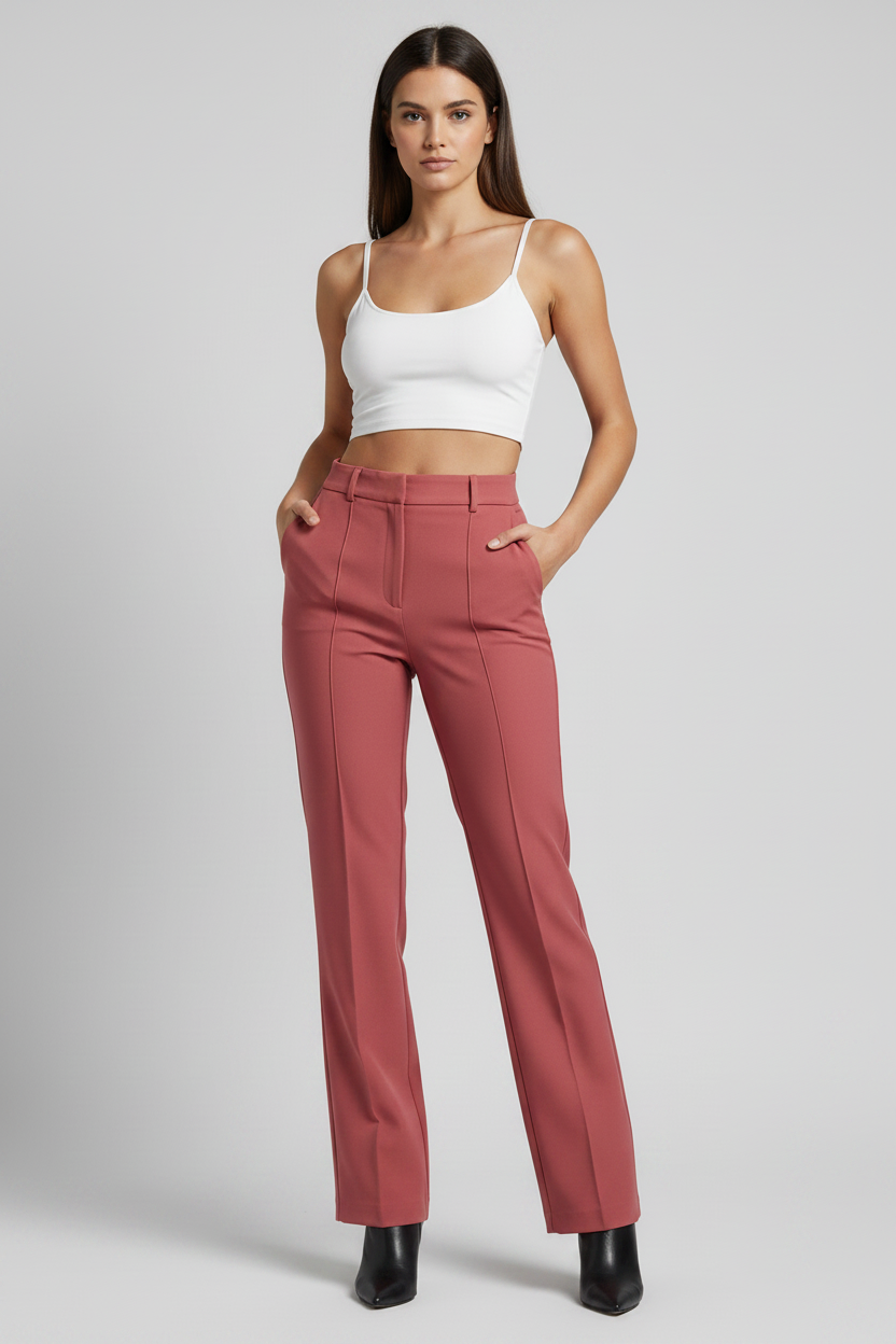High-Waist Straight-Leg Suit Pants
