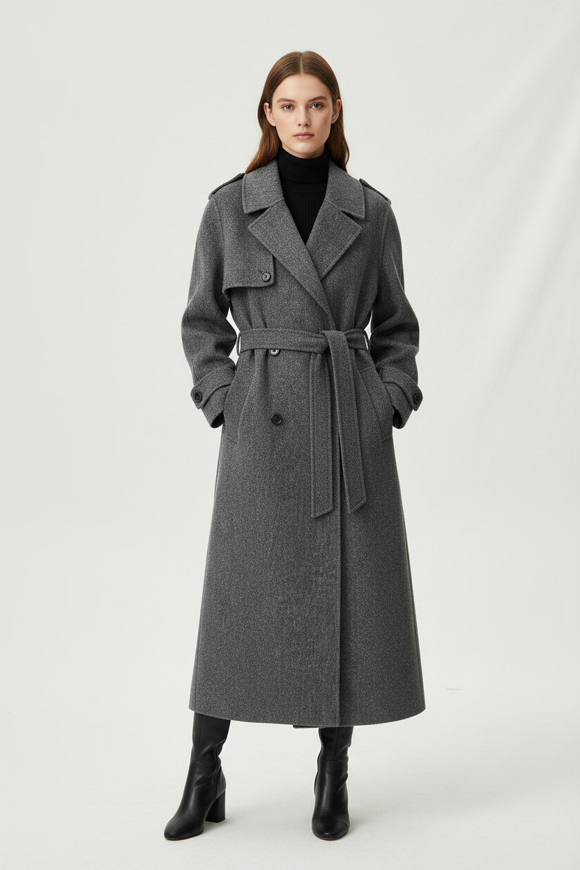 Wool Blend Belted Coat
